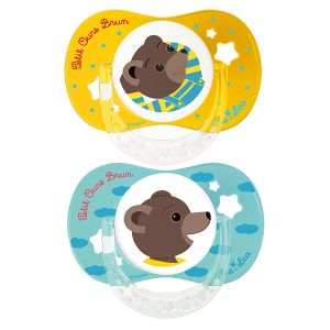Luc et Léa DUO sucette anatomique avec anneau 0-6mois Petit Ours Brun