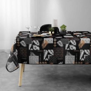 Nappe antitac rectangulaire 150 x 300 cm Feuillages et Motifs graphiques Noir