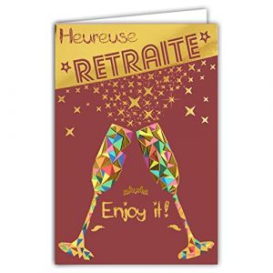 Afie 69-5028 Carte Heureuse Retraite Départ Collègue Félicitations Bouteille Coupes Flûtes