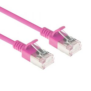 ACT DC7402 C&acirc;ble r&eacute;seau CAT6a U/FTP LSZH LAN fin 3,8 mm flexible sans accroc CAT 6a avec prise RJ45 pour utilisation dans les centres de donn&eacute;es Rose 2 m
