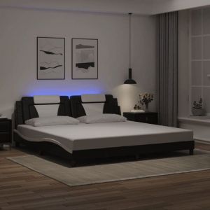 VidaXL Cadre de lit avec led sans matelas noir et blanc 200x200 cm