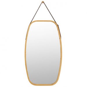 Miroir suspendu Coast - bord en bambou - réglable - 77 x 44 x 1,5 cm - Bambou + PU
