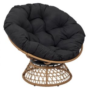 The home deco factory Fauteuil d'extérieur avec coussin noir