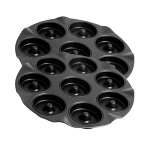Zenker 9347050 Lot de 2 Moules &agrave; beignets 8 empreintes, moules pour 16 beignets, moule &agrave; g&acirc;teaux individuels, moule &agrave; g&acirc;teaux, Acier inoxydable, Noir, 33 cm