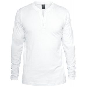 Urban classics T-shirt manches longues de - Basic Henley - S à XXL - pour Homme - blanc