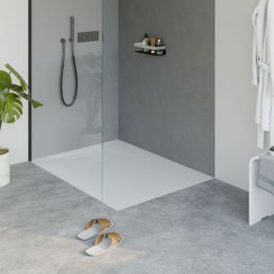 Bernstein Receveur de douche extra-plat en fonte minérale - Blanc mat - lavoa - 90x120cm