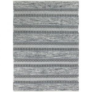 Image de Thedecofactory TERRA COTTON ETHNO - <p>Tapis 100% coton bande ethno blanc-noir 120x170</p> - Blanc