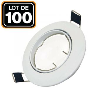 Image de Europalamp Lot de 100 Support Spot LED Orientable Rond D90 Blanc - Blanc