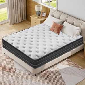 Matelas 140x200 cm - Ép 30cm - Fermeté Moyenne - Mousse RH -Anti-acariens - 10 Zones de Soutien Latex - Premium