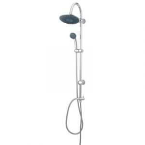 Colonne de douche sans robinetterie avec pommeau + douchette 1 jet + support + flexible 150 cm en inox chrom&eacute; Nakri