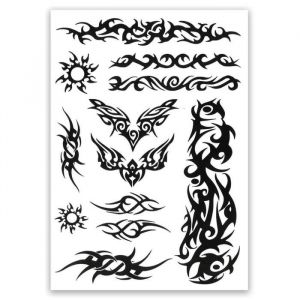 Ptit Clown Jeu de Tatouage - Tribal - Tatouages Éphémères - Couleur Noir