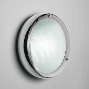 Artemide Lampe murale applique ou lampe de plafond pour ext&eacute;rieur NIKI (Brillant - Acciaio, vetro prismato)