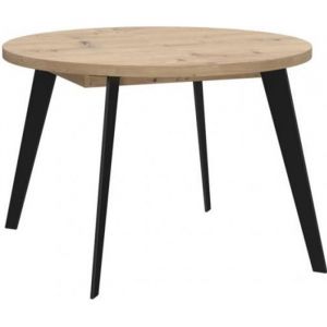 Table ronde extensible 110/155 cm decor bois - Pieds métal - vanessa