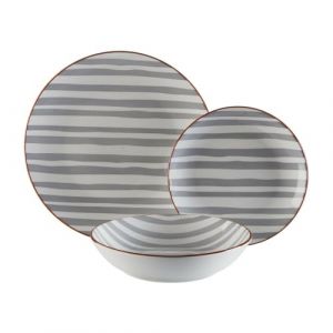 Versa Service de table Venise 18 pièces gris porcelaine