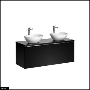 Set de meubles sous vasque - 120 cm - avec 2 Vasques à poser et Plan - BOLD BLACK