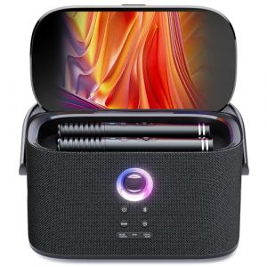 Ikarao Karaok&eacute; Adulte - Enceinte Pro avec &Eacute;cran et 2 Micros Sans Fil - 140W - Compatible Wi-Fi, HDMI et TV - Id&eacute;al pour F&ecirc;te - Abonnement Karafun Inclus（Shell S2）