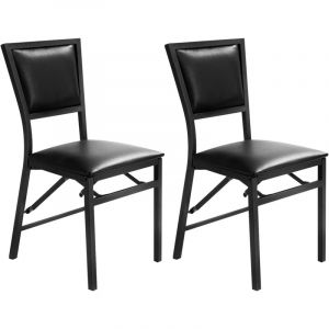 COSTWAY Chaises Salle &agrave; Manger Pliables, Tabouret de Bar Lot de 2 Rembourr&eacute;e en PU, Dossier Haut, Cadre en M&eacute;tal, Style Moderne, Si&egrave;ge Pliable,