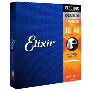 Elixir Cordes de guitare électrique 10-46 12 cordes 12450 Nanoweb