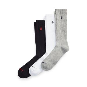 Ralph Lauren Lot de 3 paires de chaussettes hautes Noir + Blanc + Gris - Taille 39/42;43/46
