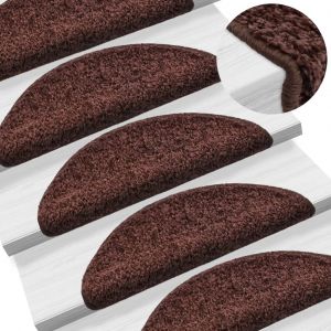 VidaXL Tapis d'escalier 10 pcs 65x25 cm Marron Brun