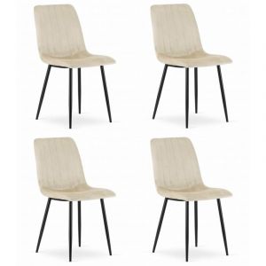 Chaise LAVA - velours beige froid x 4
