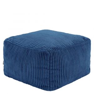 Icon Amara Tabouret Velours C&ocirc;tel&eacute;, Pouf Repose Pieds avec Remplissage, Tabouret Pouf, Meuble Salon, Decoration Chambre, Bleu Jeans