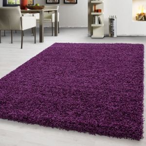 Teppium Uni Tapis de Salon Shaggy Uni Tapis Violet 80x150 cm Chambre Tapis Poil Long Moelleux et Doux