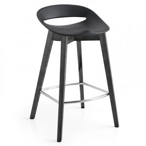 Tabouret COSMOPOLITAN structure bois assise plastique noir