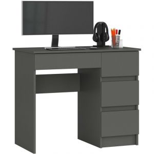 Bureau d'ordinateur AKORD droit A7 Gris Graphite 90 cm 4 tiroirs fa&ccedil;ade Gris Graphite 90x50x77 cm