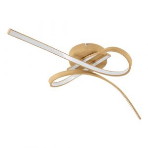 Eglo LED plafonnier effet bois Selvina 2, lampe plafond couloir salon, design courbé, lumière blanc chaud