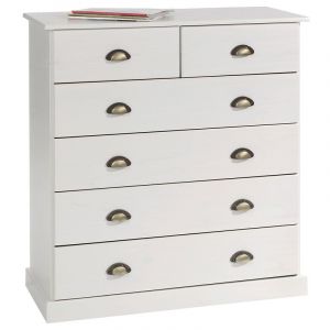 Image de Idimex Commode de chambre PARIS avec 6 tiroirs en pin massif lasuré blanc