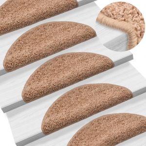 VidaXL Tapis d'escalier 10 pcs 56x20 cm Beige