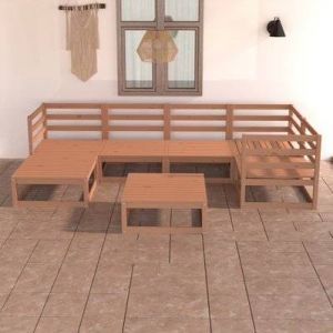 VidaXL Ensemble table et canapé d'extérieur 7 pièces en pin brun miel