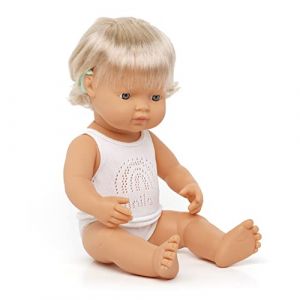 Image de Miniland Baby 31115 Fille européenne avec écouteur Blanc 38 cm