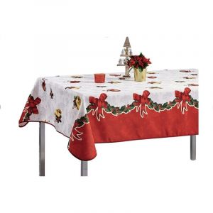 Nappe de table anti-tâche - Cloche - 350x150 cm - Rouge - Infroissable - Lavable en machine