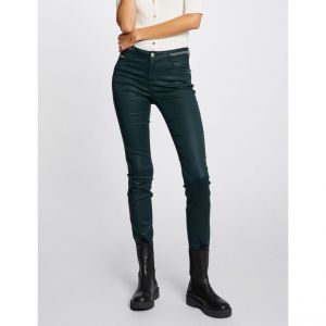 Morgan Pantalon Slim Enduit 212-PALONA, Foret, 34 Femme