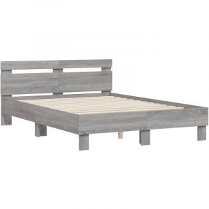 VidaXL Cadre de lit avec tête de lit sonoma gris 120x190 cm Sonoma gris