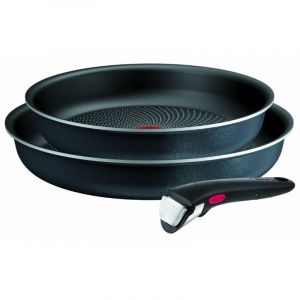 Tefal Lot de 2 poêles aluminium 24 et 28cm + 1 poignée noir - L7239103