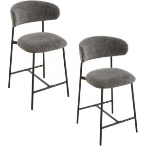 Calicosy Lot de 2 tabourets en tissu chiné et pieds en métal - DRACO