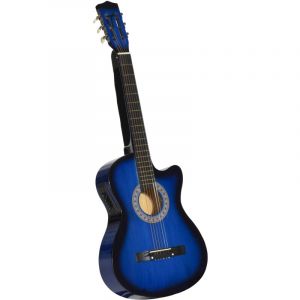 Homcom Guitare acoustique &eacute;lectro, e-acoustique guitare, kit guitare &eacute;lectrique avec sac, sangle, corde, m&eacute;diators, c&acirc;ble, bleu et noir
