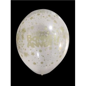 6 ballons transparents Bonne année or 30 cm