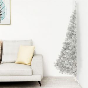 VidaXL Demi sapin de Noël artificiel avec support Argenté 210 cm PVC