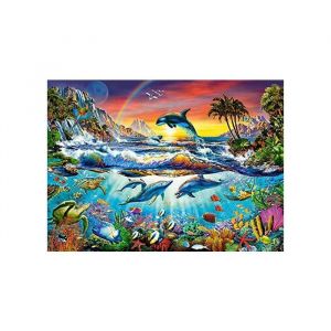 Puzzle enfant 300 pieces : monde sous marin dauphin orque tortue - collection - ocean - nouveaute