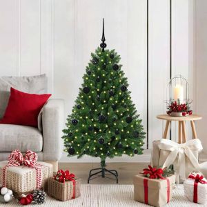 VidaXL Sapin de No&euml;l artificiel Vert 120 cm PVC et m&eacute;tal Arbre de No&euml;l minimaliste lumineux &agrave; LED d&eacute;co saisonni&egrave;re 3395668