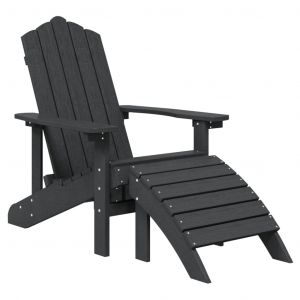 VidaXL Chaise de jardin Adirondack avec repose-pied PEHD Anthracite