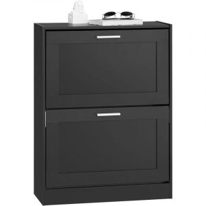 Sobuy FSR137-SCH Meuble à Chaussures Armoire à Chaussures Commode à Chaussures Meuble d'entrée, Meuble de Rangement à Chaussures avec 2 Abattants pour