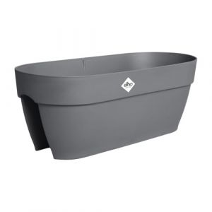 Elho Vibia Campana Flower Bridge 60 - Jardini&egrave;re Balcon - Plastique 100% Recycl&eacute; - L 59 x B 26 x H 22 cm - Noir/Anthracite