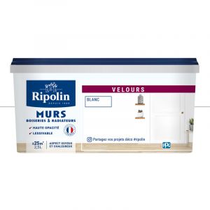 Ripolin Peinture Couleur - Aspect Velours 2,5L - Toutes pièces Blanc