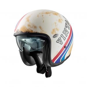 Premier Casque jet Vintage BTR12 BM blanc/noir/bleu/rouge- XS