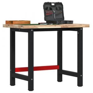 VidaXL Établi 100x60x83 cm bois massif d'acacia rectangulaire, table de travail, poste de travail, table de travail en bois, établi en bois